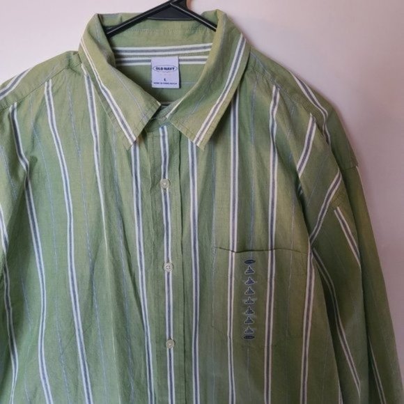 Old Navy Green Striped Shirt Long Sleeve L NWT‎ - Picture 12 of 14